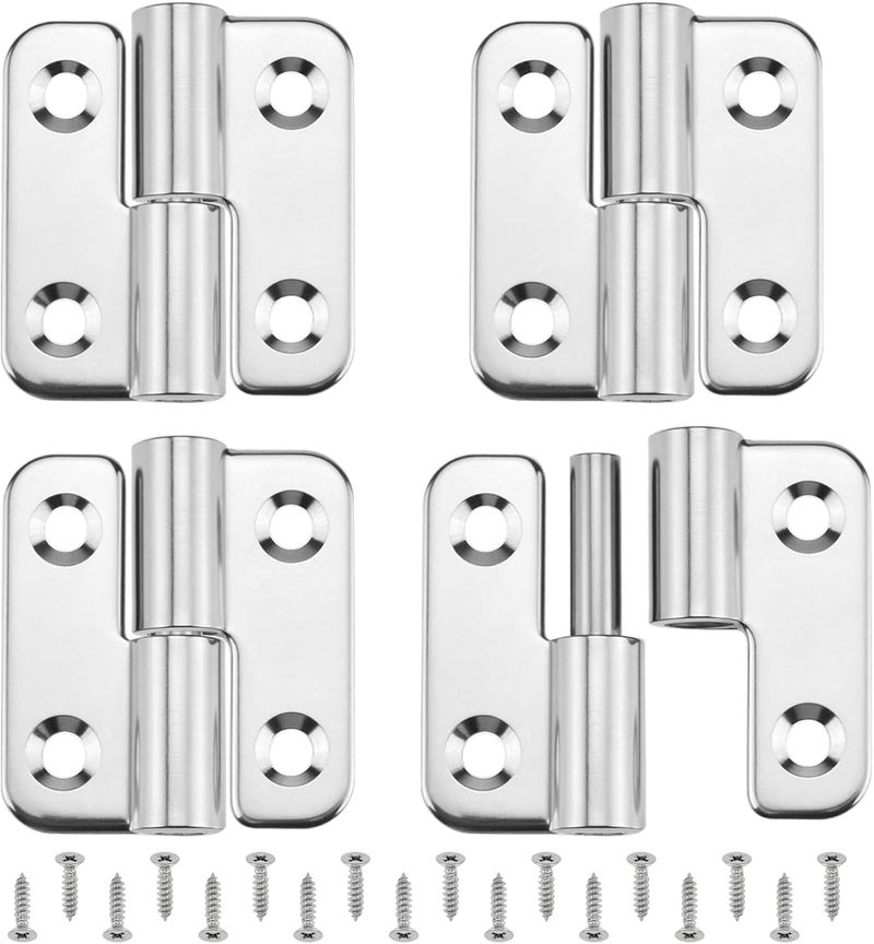 MILYARD 4 Pcs 1.5 Inch Stainless Steel Lift Off Hinges, Detachable Small Slip Joint Flag Hinges with Screws for Wooden Metal Doors Cabinet Doors Metal Boxes (Left Handed) - Image 1